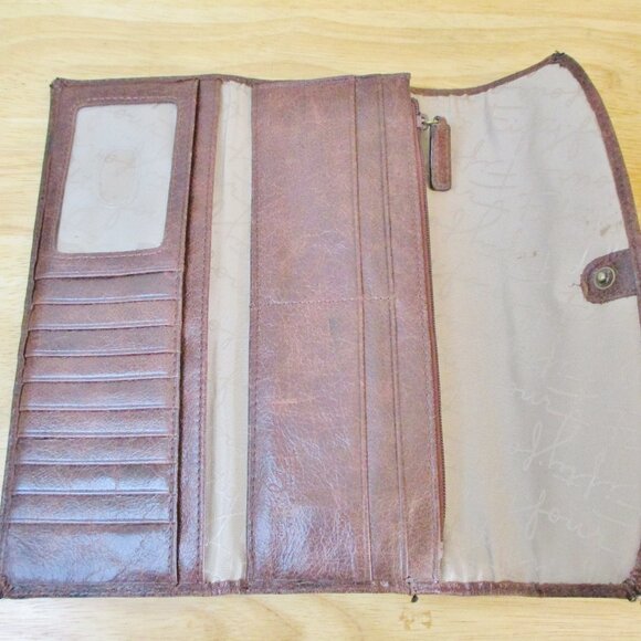 RARE! Fossil Fifty-Four Multicolor Patchwork Leather&Suede Envelope Style Wallet - Picture 4 of 13